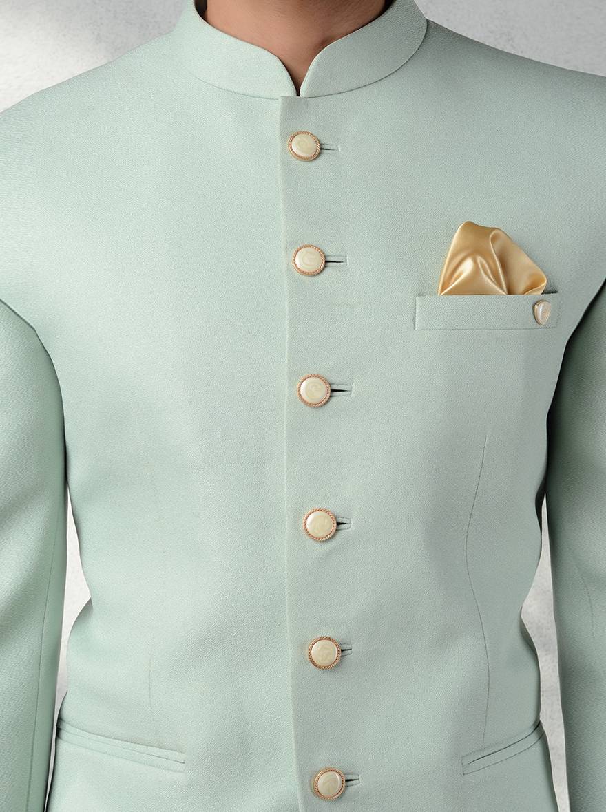 Rayon Jodhpuri Suit In Rama Green Colour-SH5600090